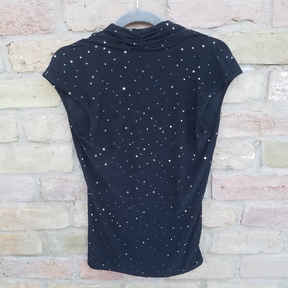 Brittany Black - Black Sleeveless Shirt with Silver Sequins - Picture 6 of 7